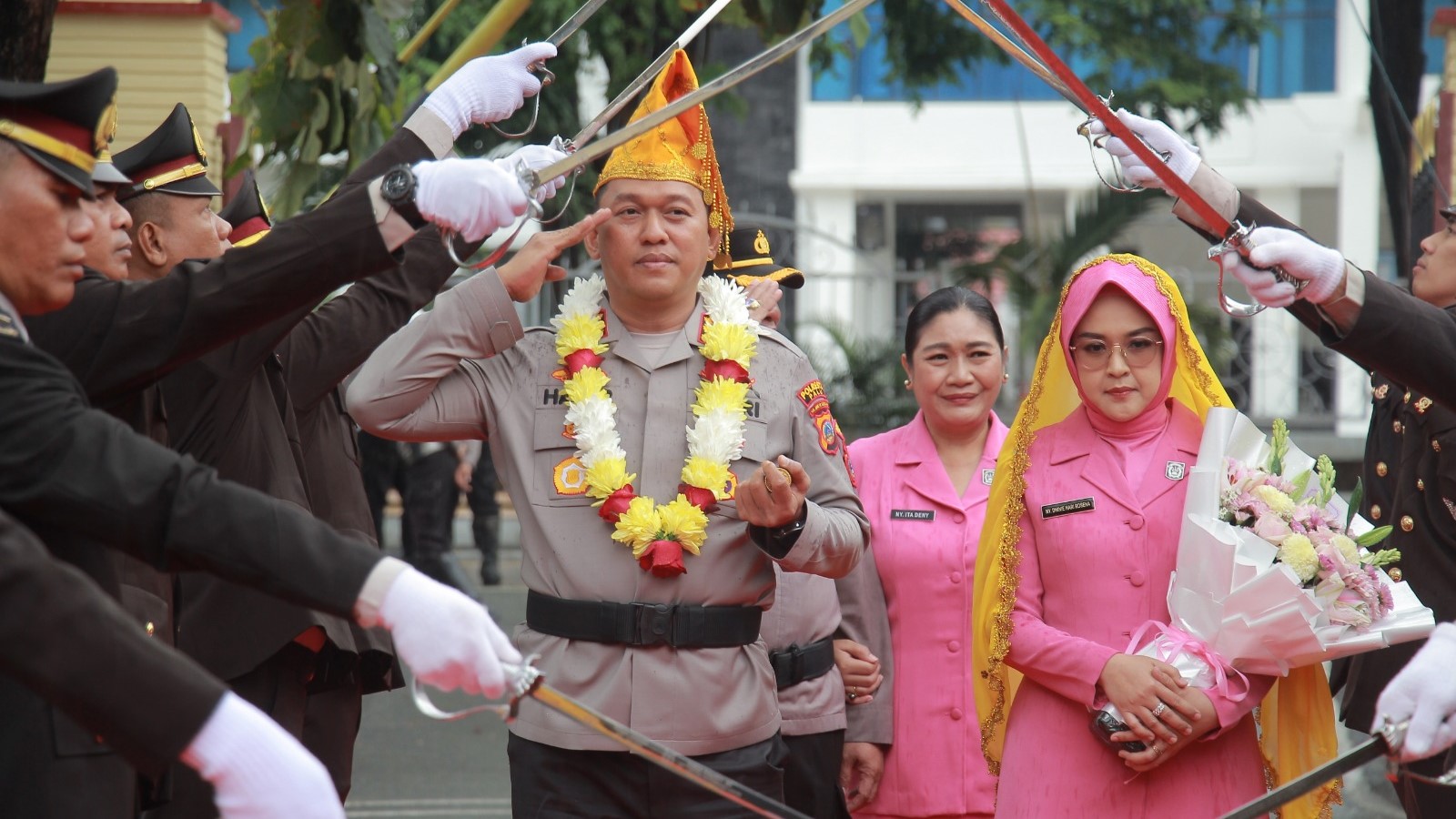 Prosesi pisah sambut Kapolresta Palu di Mako Polresta Palu.